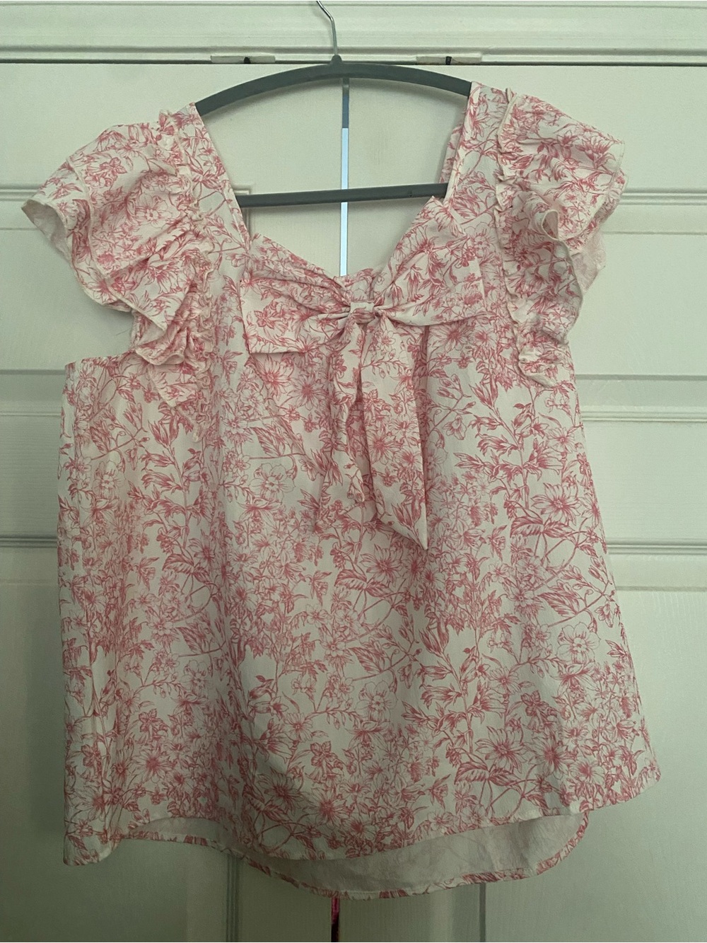 SHEIN Cream Blouse with Pink Floral Print